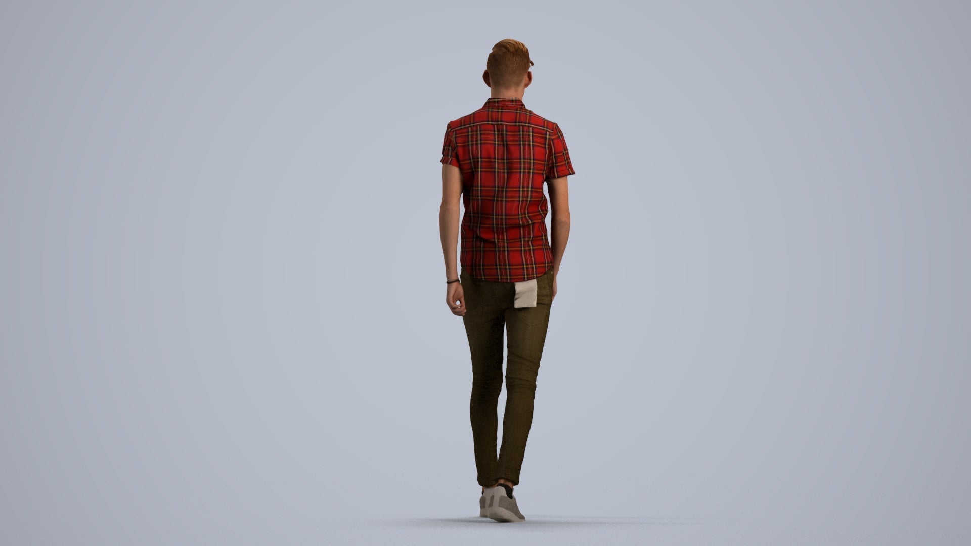 realistic 3D man casual walking, scanned archviz people for Blender and 3ds Max, front view render