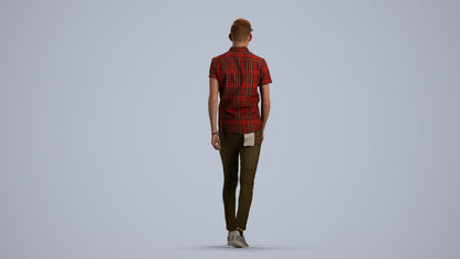 realistic 3D man casual walking, scanned archviz people for Blender and 3ds Max, front view render