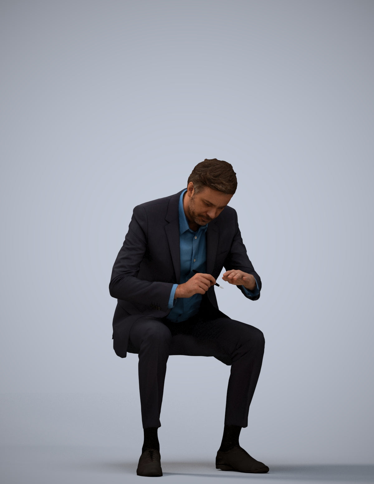 3D people model man business, scanned human for 3ds Max rendering