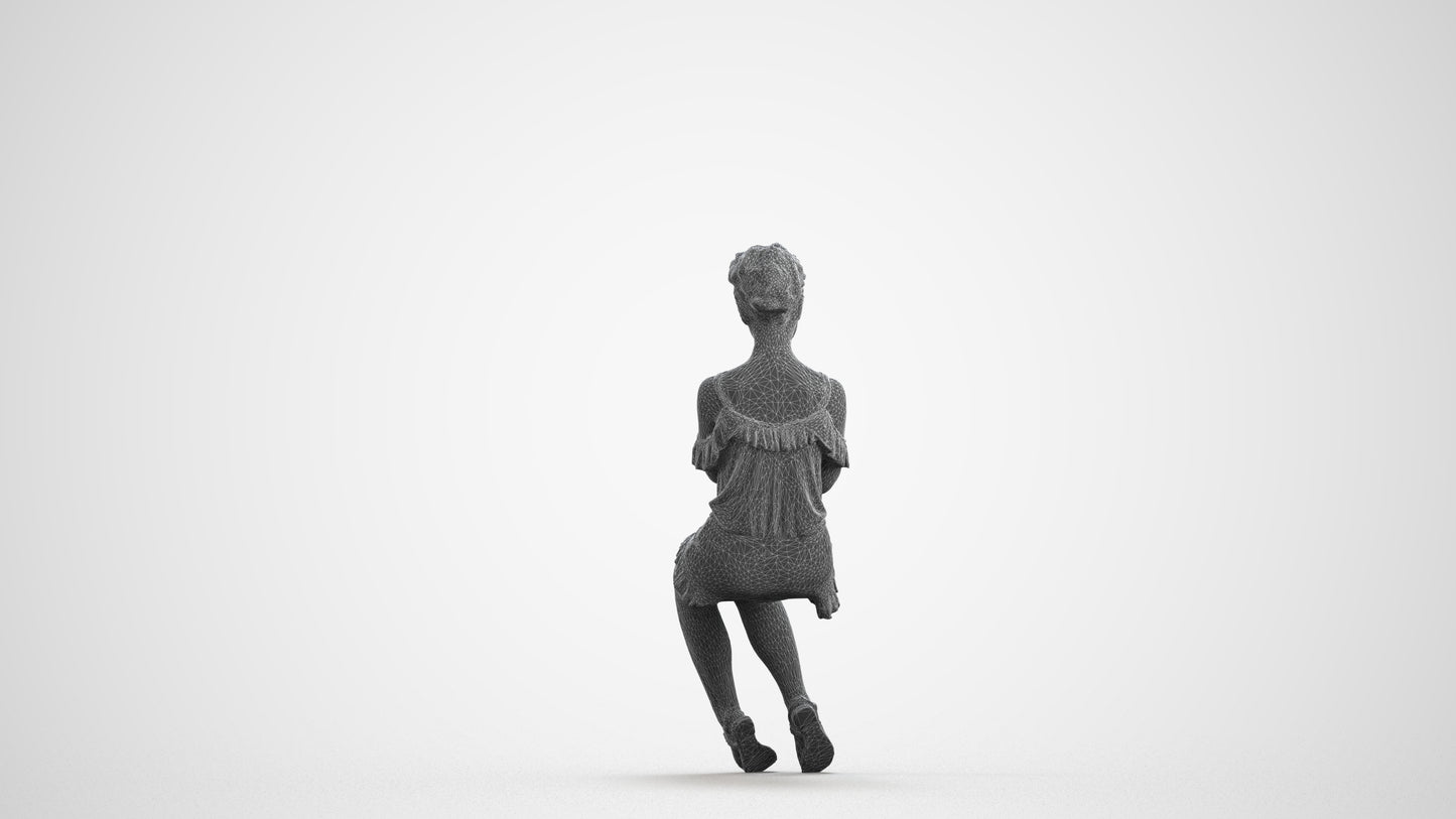 realistic 3D human girl casual kids, archviz people FBX OBJ for Blender, wireframe front view