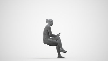 3D people model woman sport, scanned human for 3ds Max rendering, wireframe side view