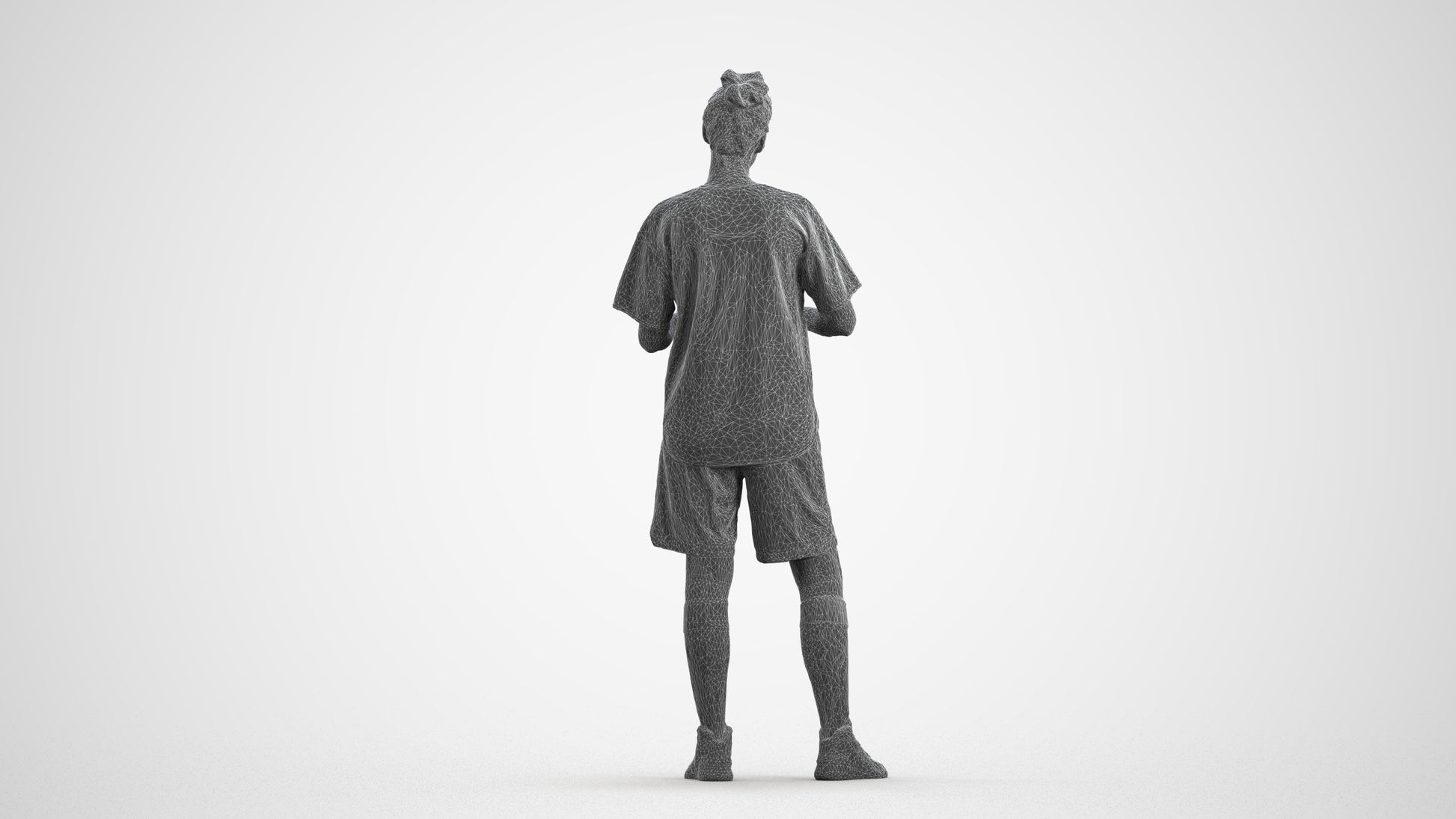 3D people model woman sport, scanned human for 3ds Max rendering, wireframe front view