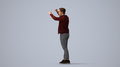 realistic 3D human boy casual kids, archviz people FBX OBJ for Blender, three-quarter view render