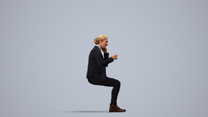 3D scanned woman business, photorealistic archviz people for Enscape and SketchUp, side view render