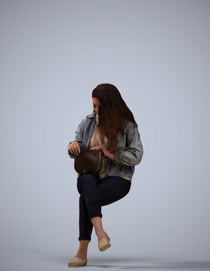 realistic 3D human woman sitting, archviz people FBX OBJ for Blender