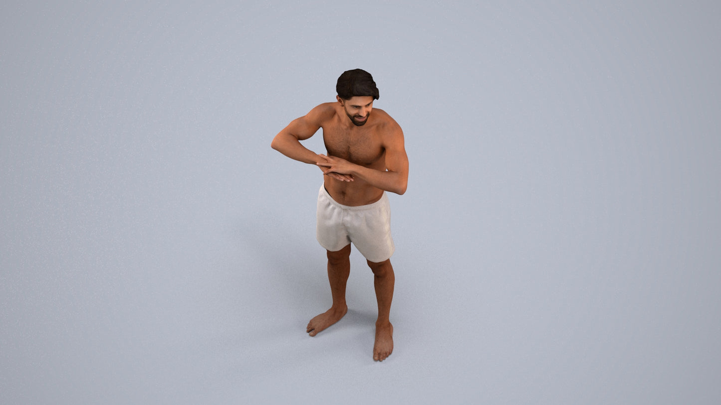 scanned 3D man pool, photogrammetry people for Enscape and V-Ray, back view render