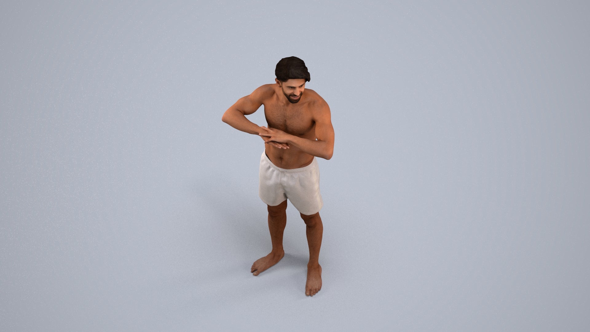 scanned 3D man pool, photogrammetry people for Enscape and V-Ray, back view render