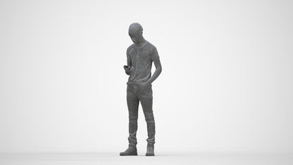 3D people model boy casual kids, scanned human for 3ds Max rendering, wireframe back view