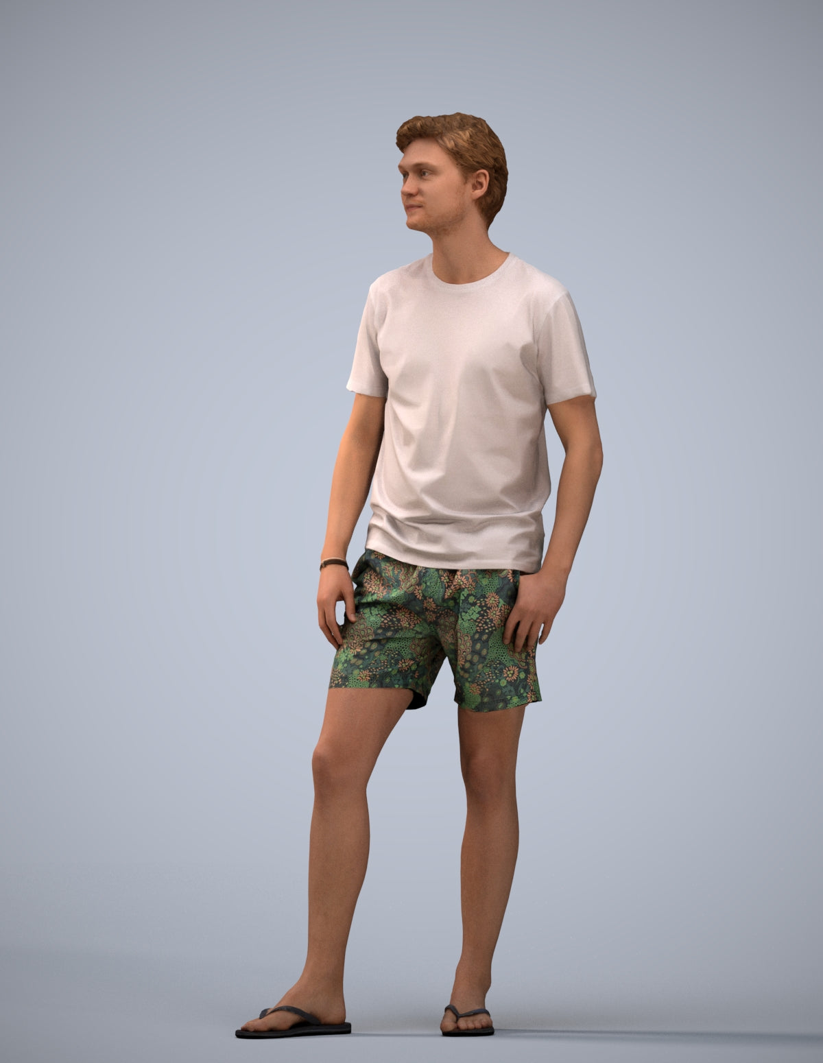 3D human model man casual standing, photogrammetry scanned person for archviz