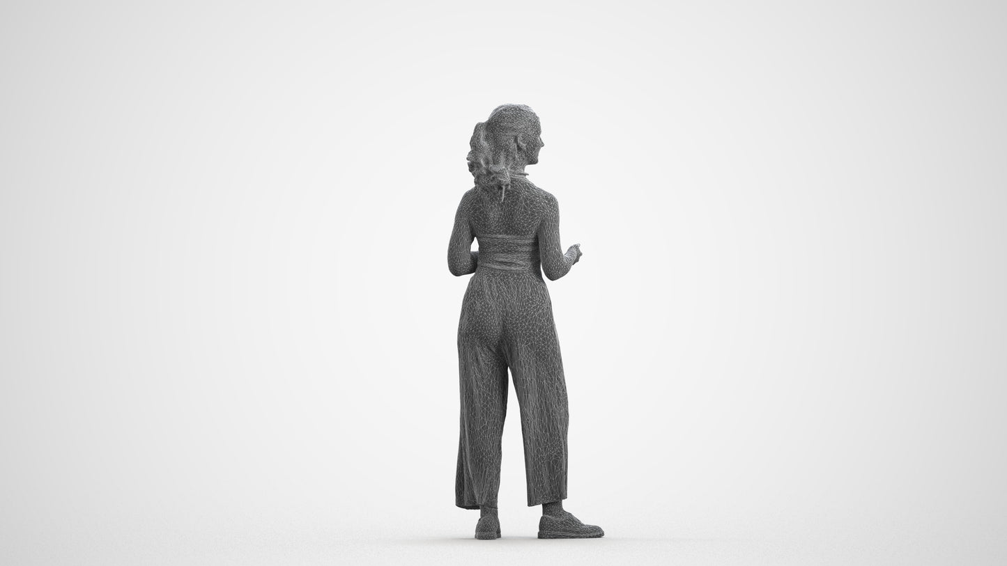 realistic 3D people girl casual kids, render-ready for V-Ray and Corona, FBX OBJ, wireframe front view