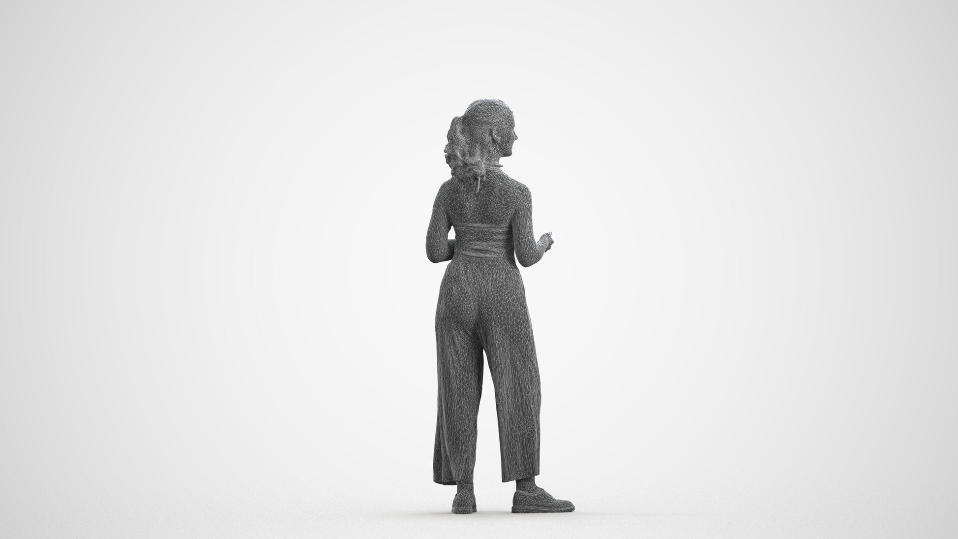 realistic 3D people girl casual kids, render-ready for V-Ray and Corona, FBX OBJ, wireframe front view