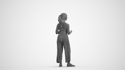 realistic 3D people girl casual kids, render-ready for V-Ray and Corona, FBX OBJ, wireframe front view
