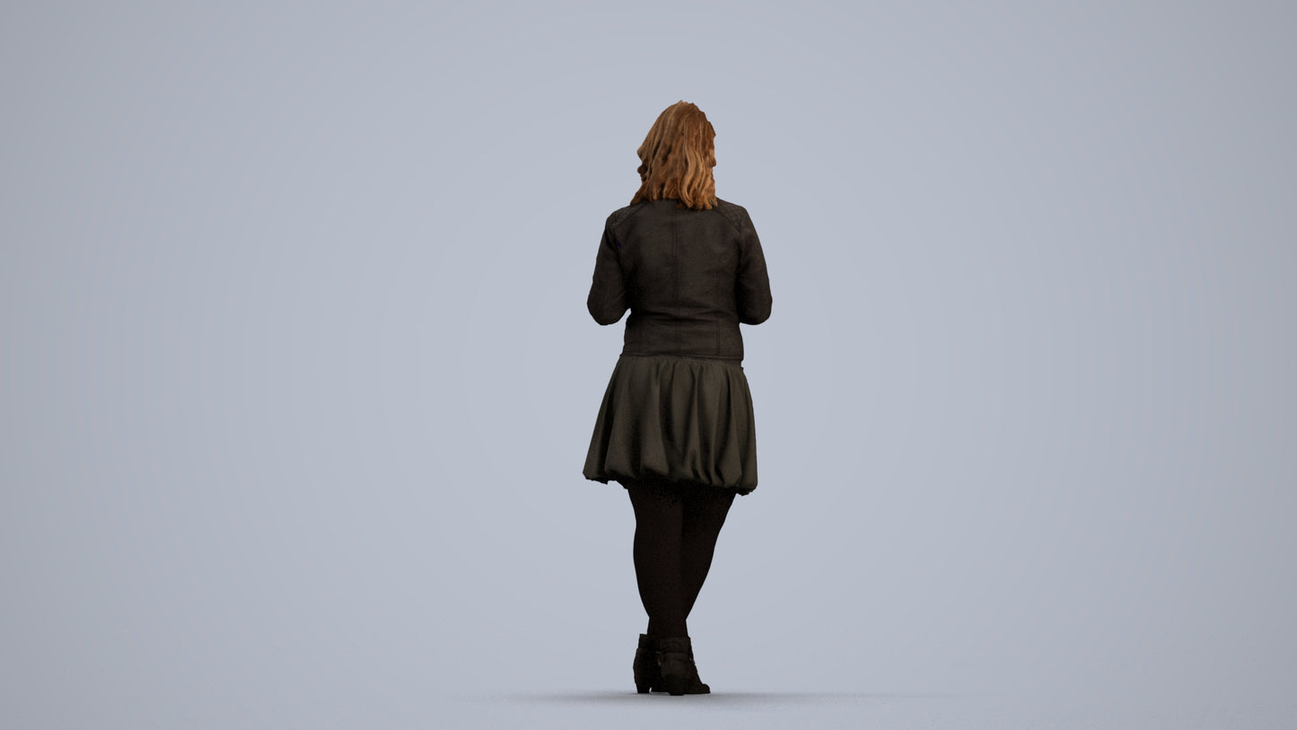 3D scanned woman standing casual, photorealistic archviz people for Enscape and SketchUp, front view render