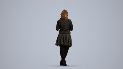 3D scanned woman standing casual, photorealistic archviz people for Enscape and SketchUp, front view render