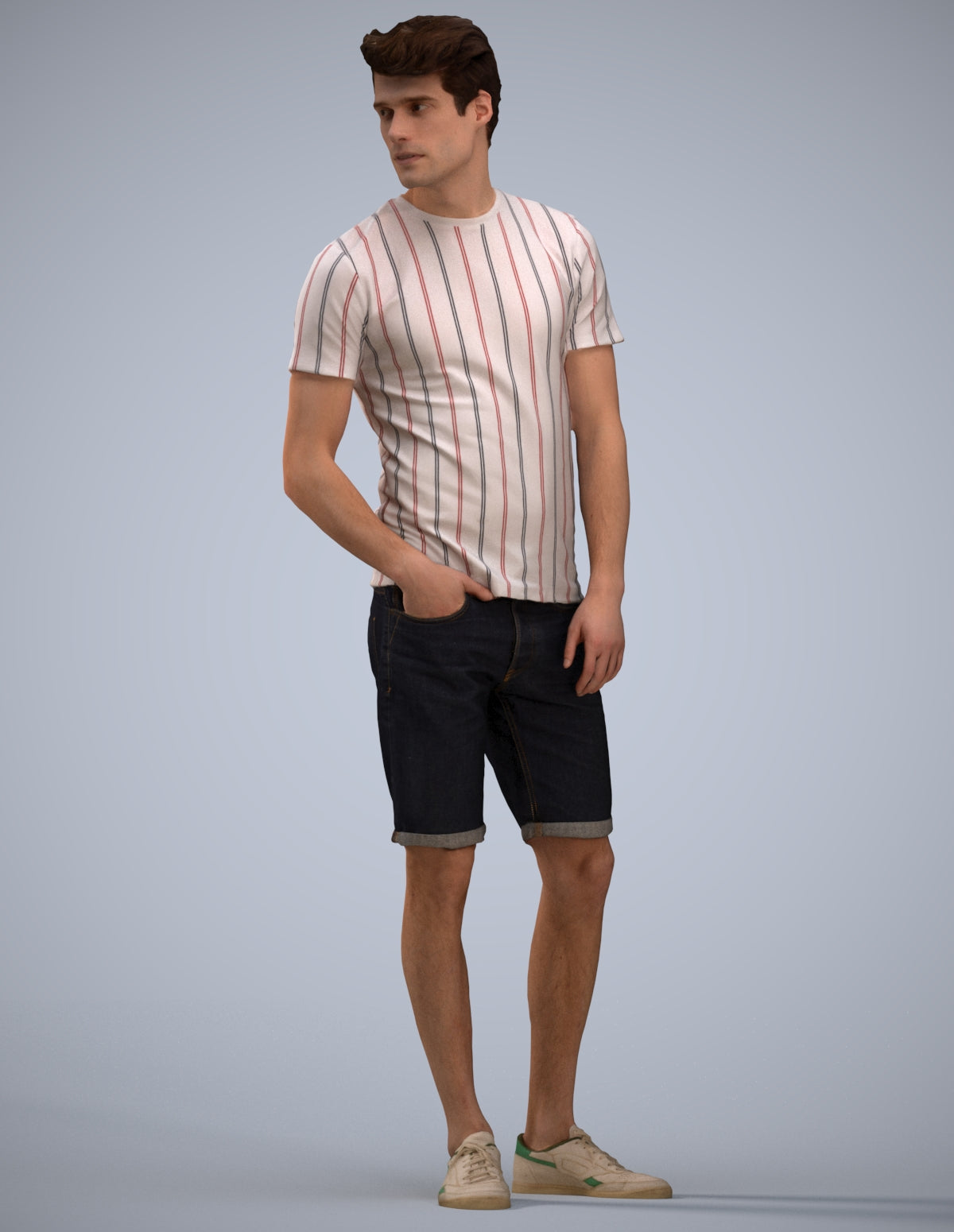 3D scanned man standing casual, photorealistic archviz people for Enscape and SketchUp