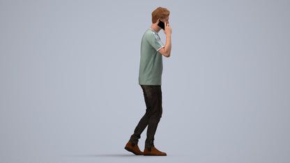 scanned 3D man casual walking, photogrammetry people for Enscape and V-Ray, side view render