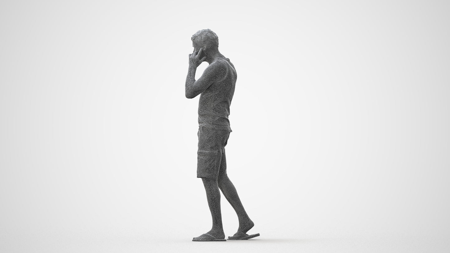 3D people model man casual walking, scanned human for 3ds Max rendering, square thumbnail