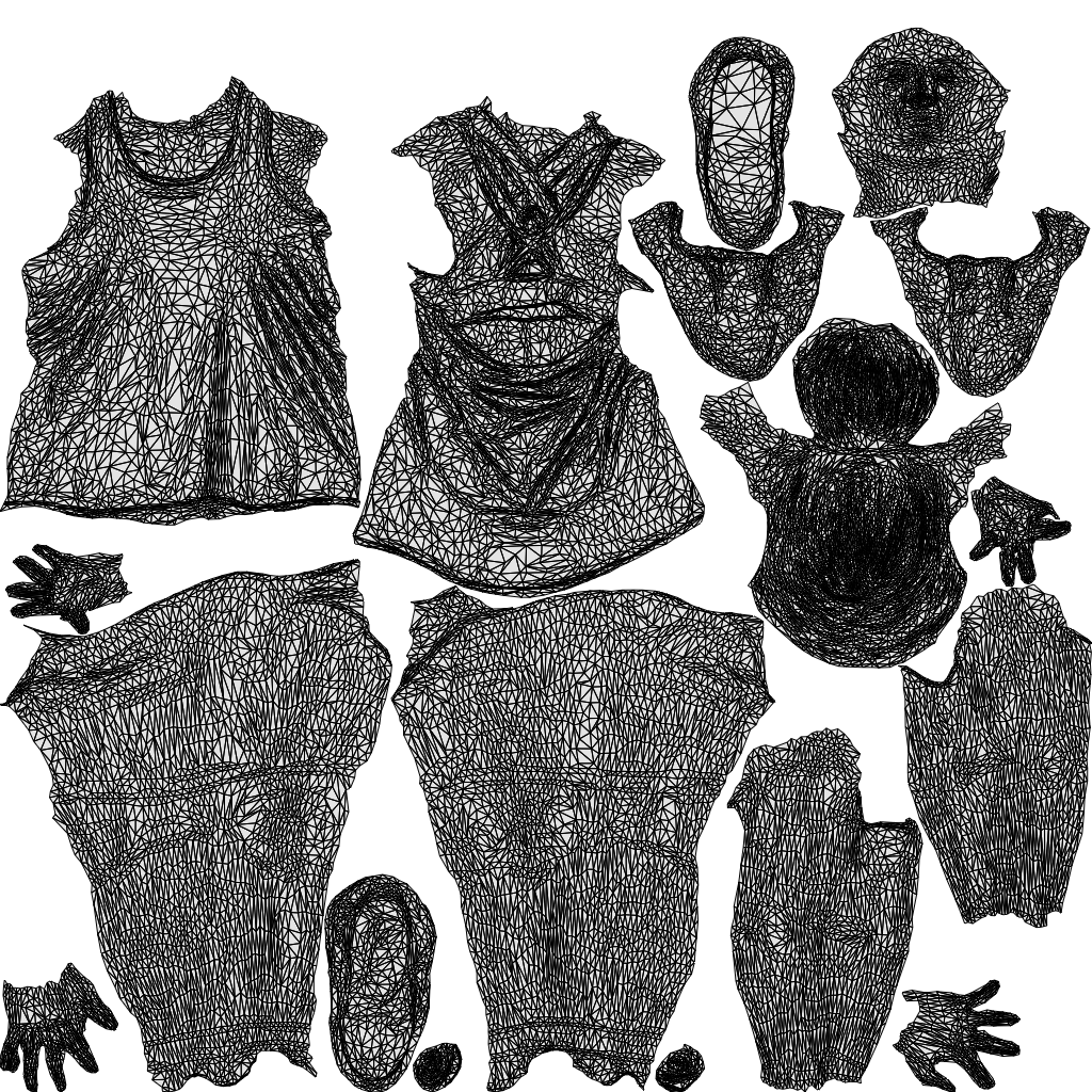 3D scanned girl walking sport, photorealistic archviz people for Enscape and SketchUp, wireframe top-down view