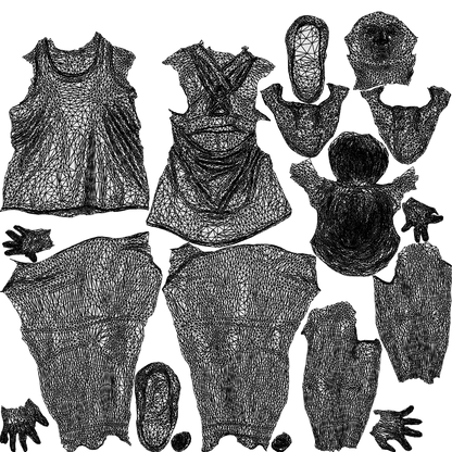 3D scanned girl walking sport, photorealistic archviz people for Enscape and SketchUp, wireframe top-down view