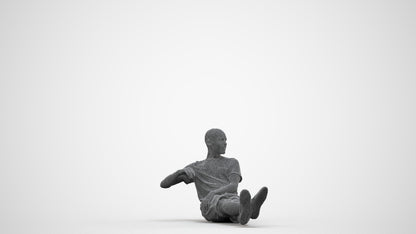 3D scanned man sitting casual, photorealistic archviz people for Enscape and SketchUp, wireframe side view