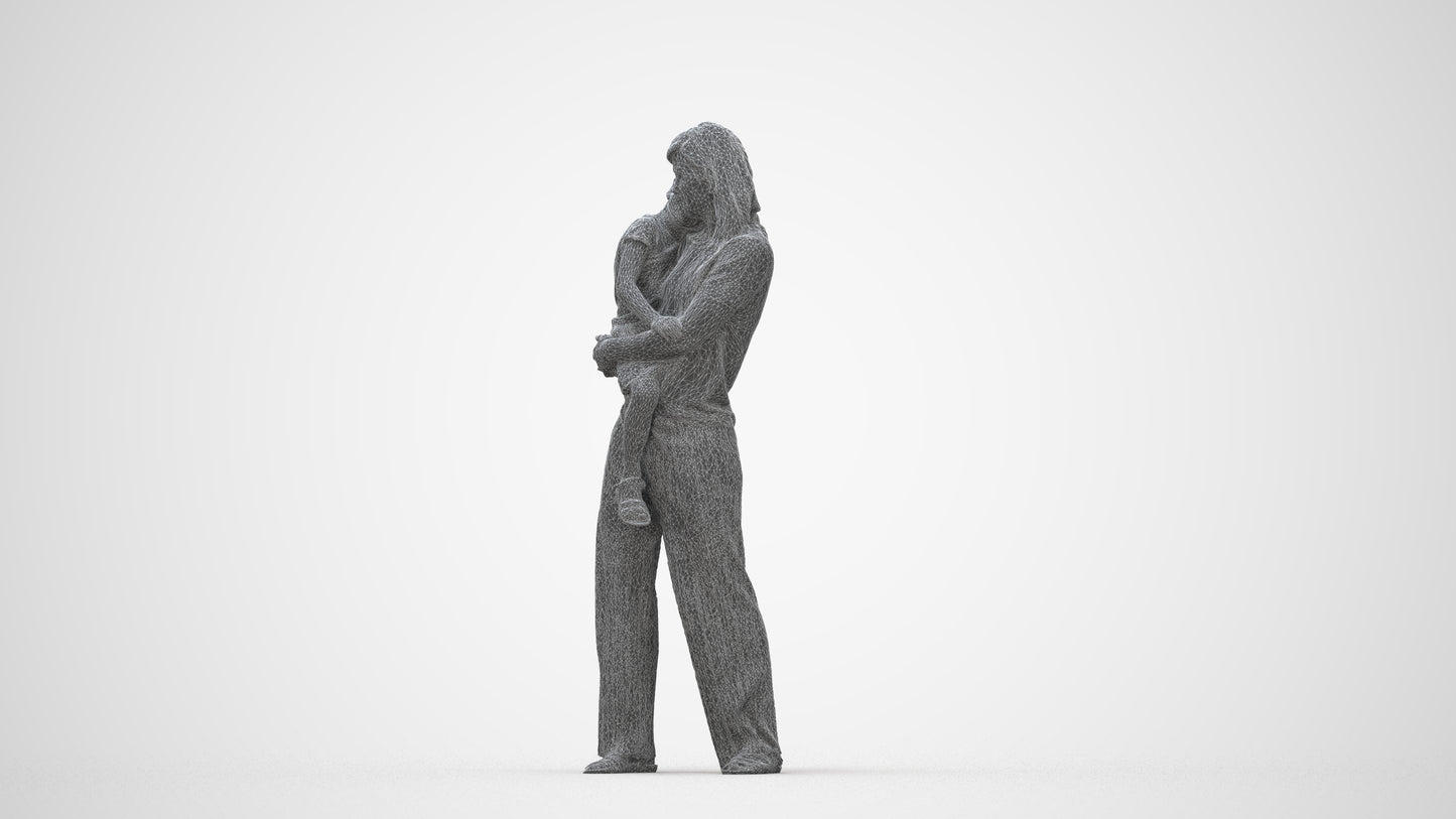 realistic 3D human girl casual kids, archviz people FBX OBJ for Blender, wireframe back view