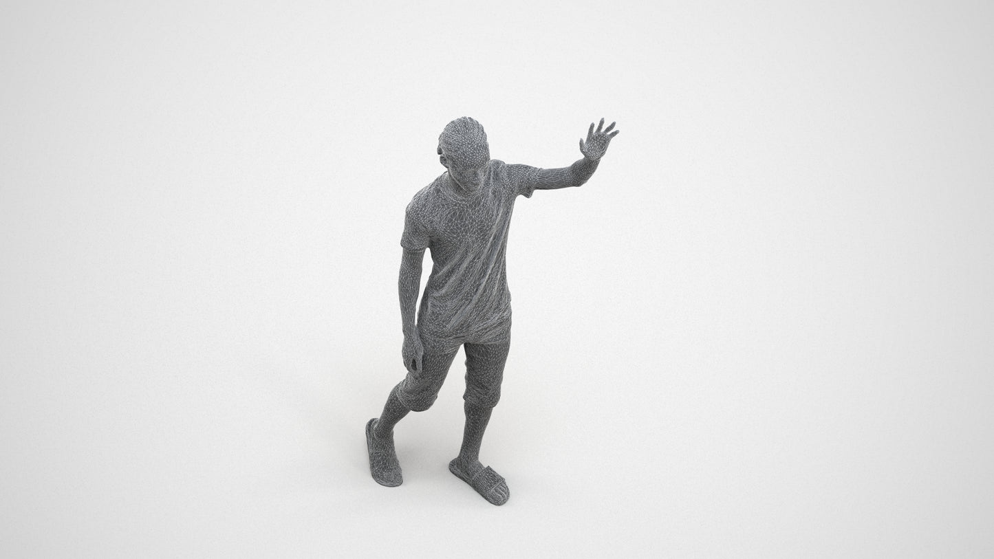 realistic 3D human boy casual kids, archviz people FBX OBJ for Blender, wireframe three-quarter view
