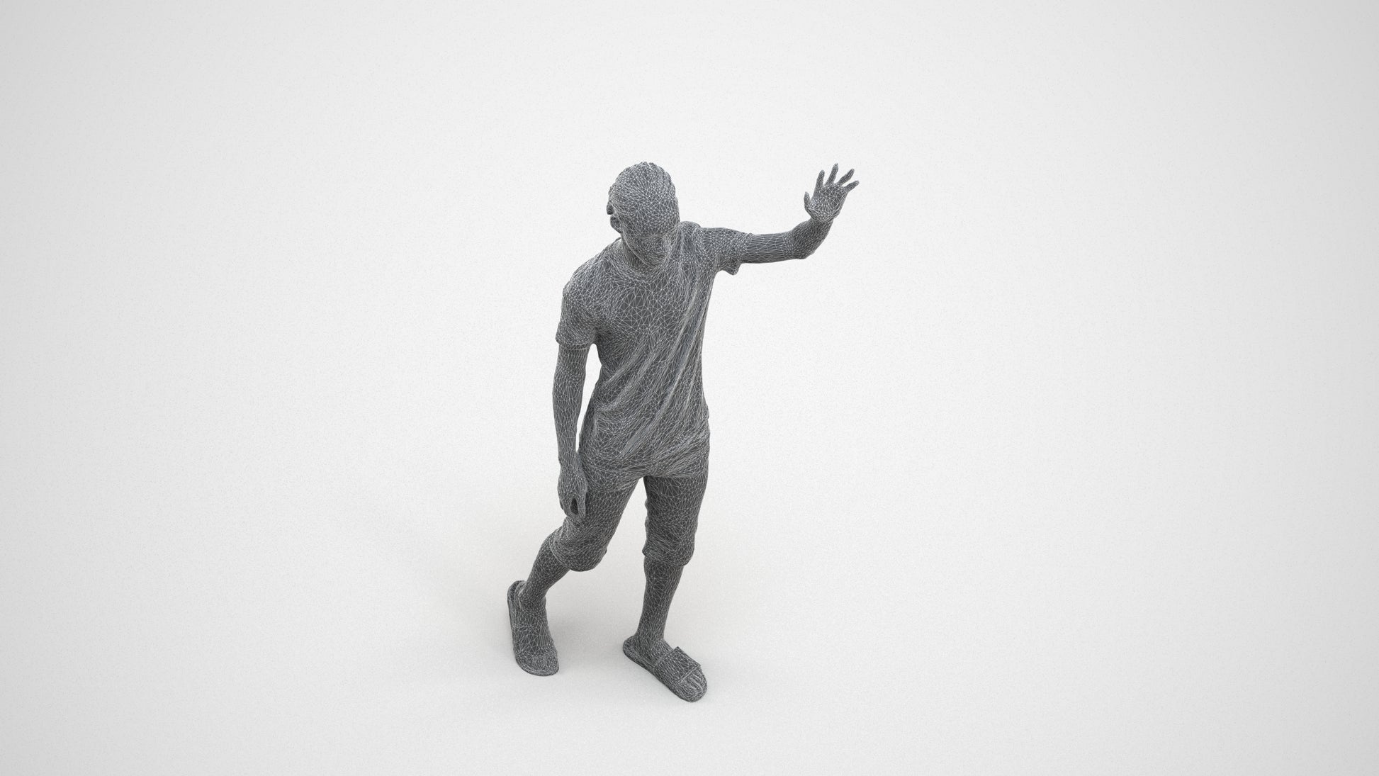 realistic 3D human boy casual kids, archviz people FBX OBJ for Blender, wireframe three-quarter view