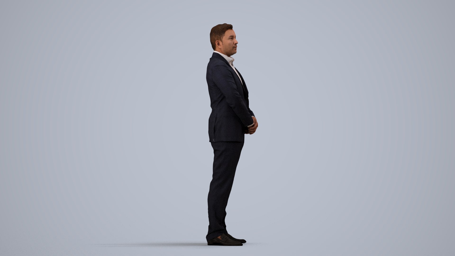 3D people model man business formalaffairs, scanned human for 3ds Max rendering, side view render
