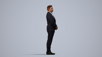 3D people model man business formalaffairs, scanned human for 3ds Max rendering, side view render