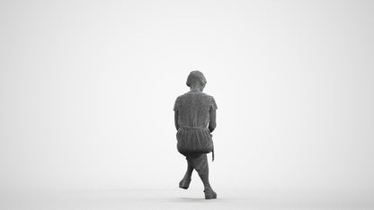 photogrammetry 3D senior woman casual sitting, realistic human model archviz FBX, wireframe front view
