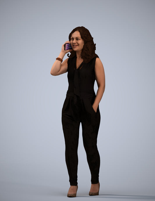 3D people model woman casual walking, scanned human for 3ds Max rendering