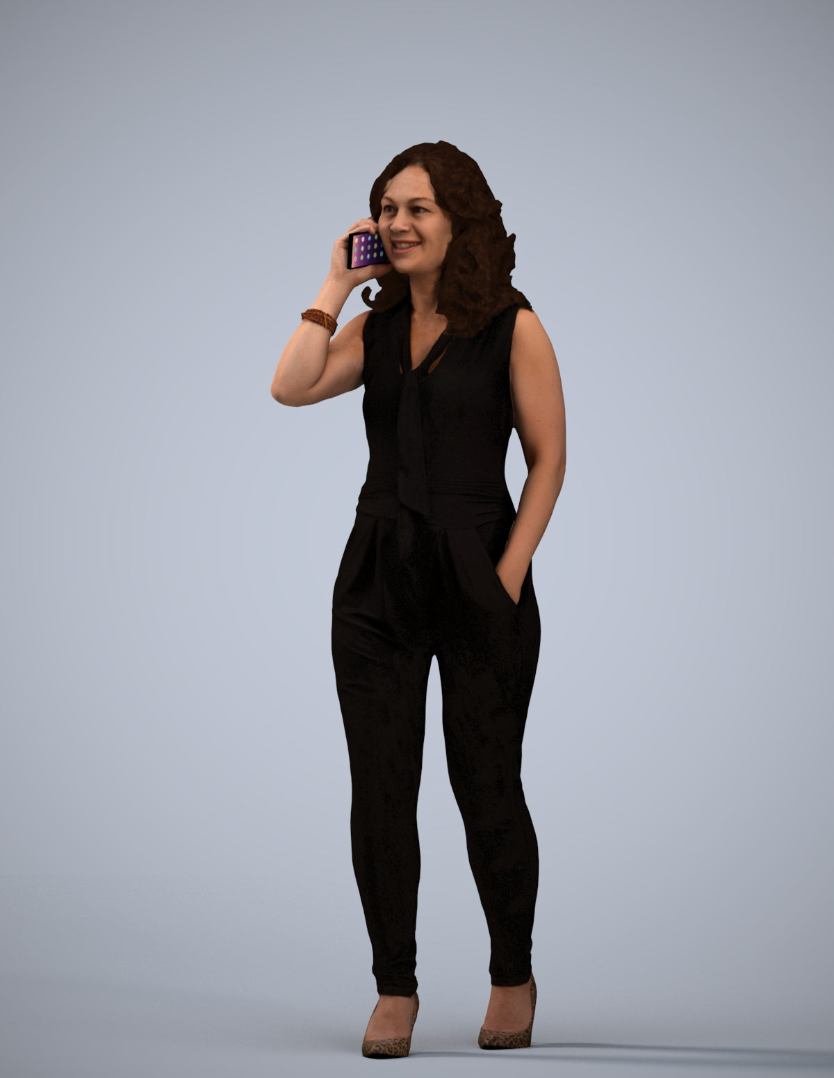 3D people model woman casual walking, scanned human for 3ds Max rendering