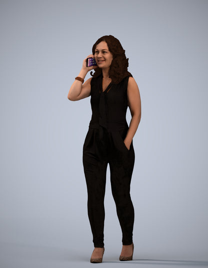 3D people model woman casual walking, scanned human for 3ds Max rendering