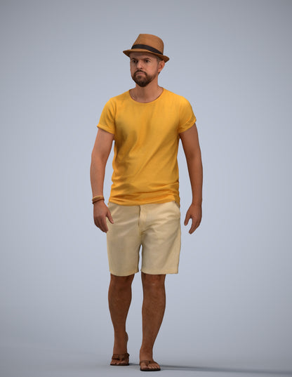 3D people model man casual walking, scanned human for 3ds Max rendering