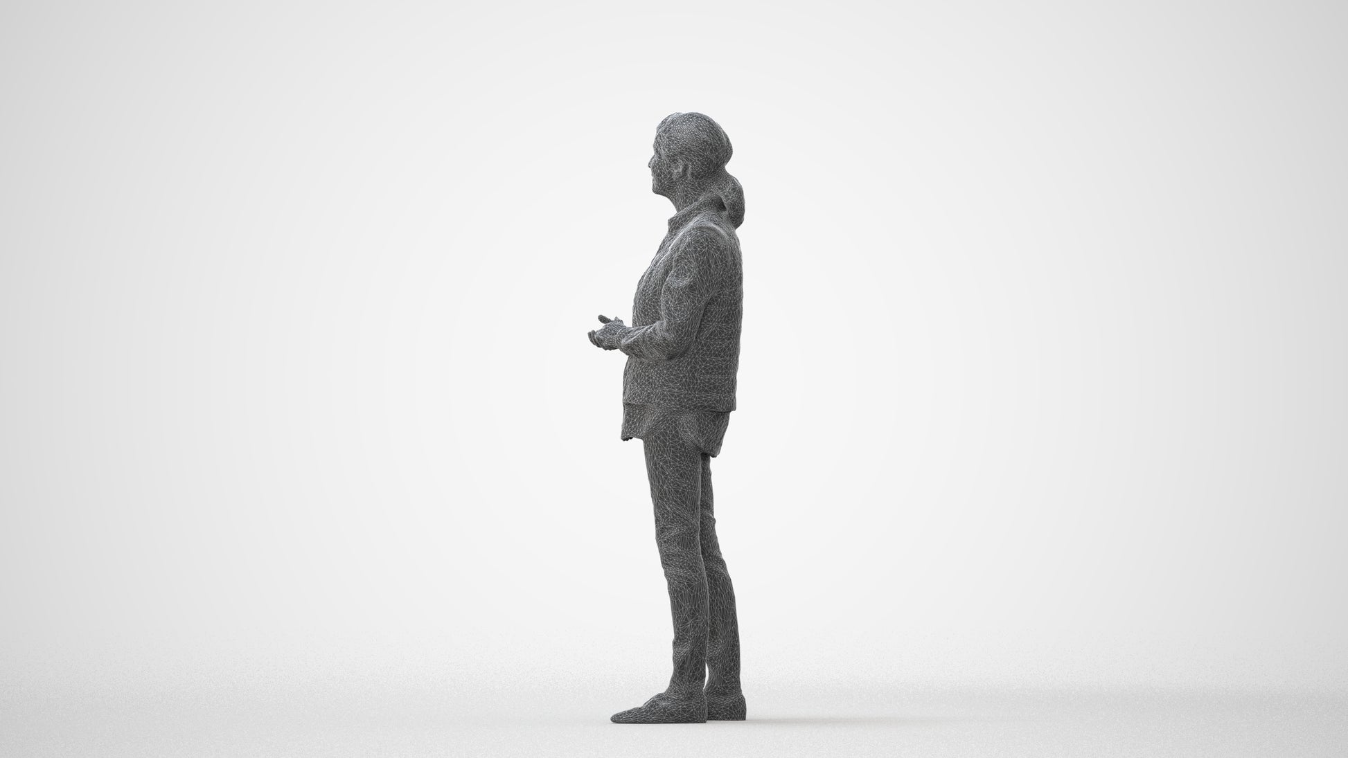 realistic 3D senior woman casual standing, scanned archviz people for Blender and 3ds Max, square thumbnail