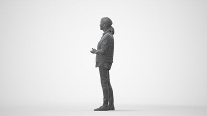 realistic 3D senior woman casual standing, scanned archviz people for Blender and 3ds Max, square thumbnail