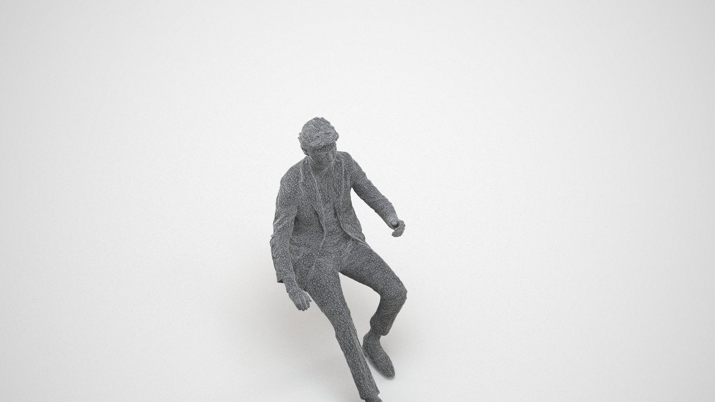 realistic 3D people man business driving, render-ready for V-Ray and Corona, FBX OBJ, wireframe three-quarter view