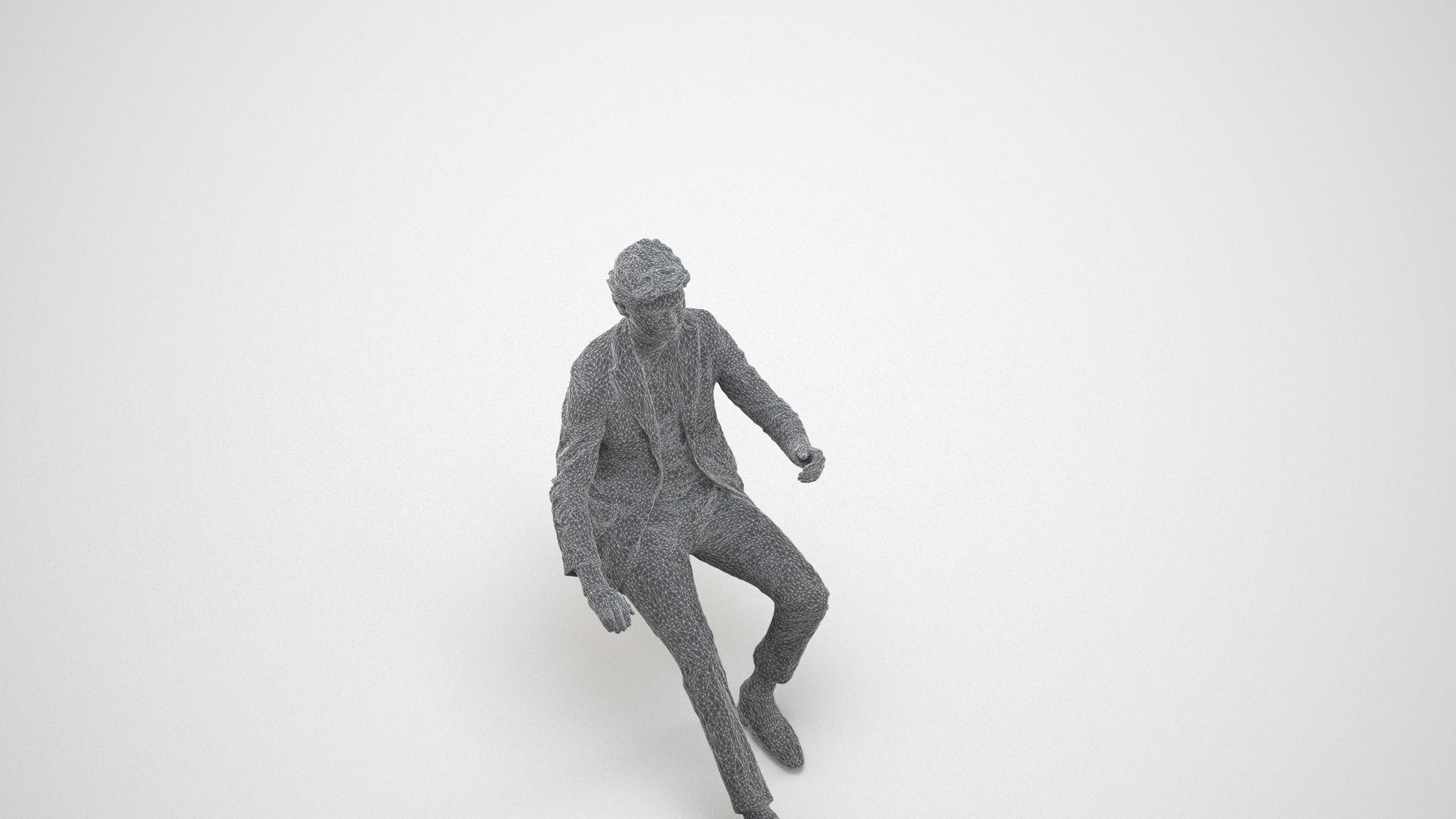 realistic 3D people man business driving, render-ready for V-Ray and Corona, FBX OBJ, wireframe three-quarter view