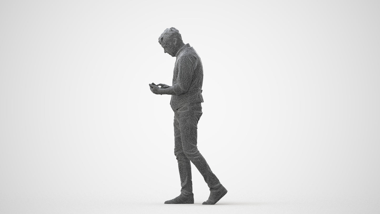 scanned 3D man casual walking, photogrammetry people for Enscape and V-Ray, square thumbnail