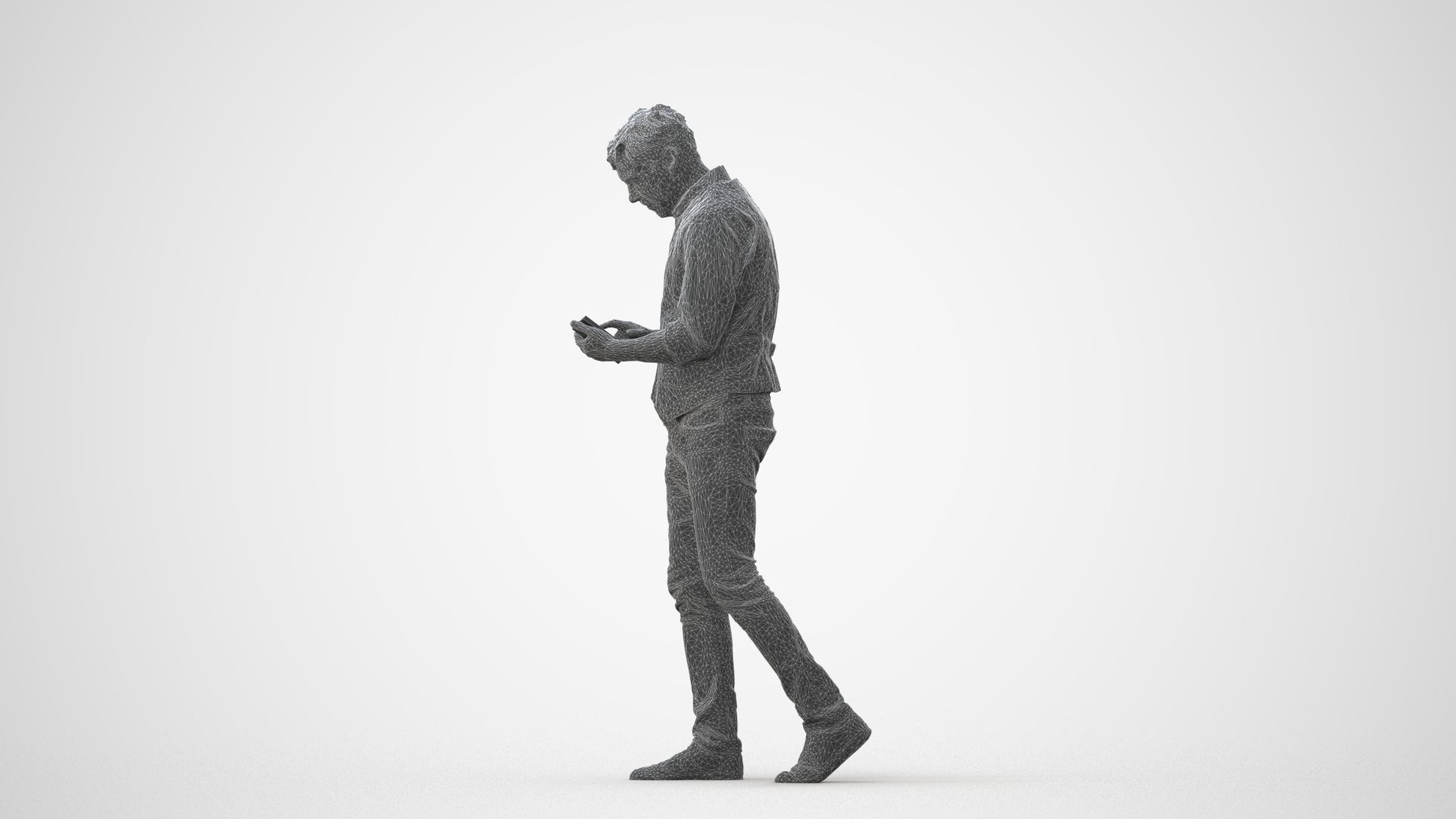 scanned 3D man casual walking, photogrammetry people for Enscape and V-Ray, square thumbnail