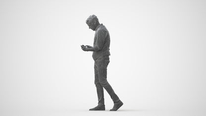 scanned 3D man casual walking, photogrammetry people for Enscape and V-Ray, square thumbnail