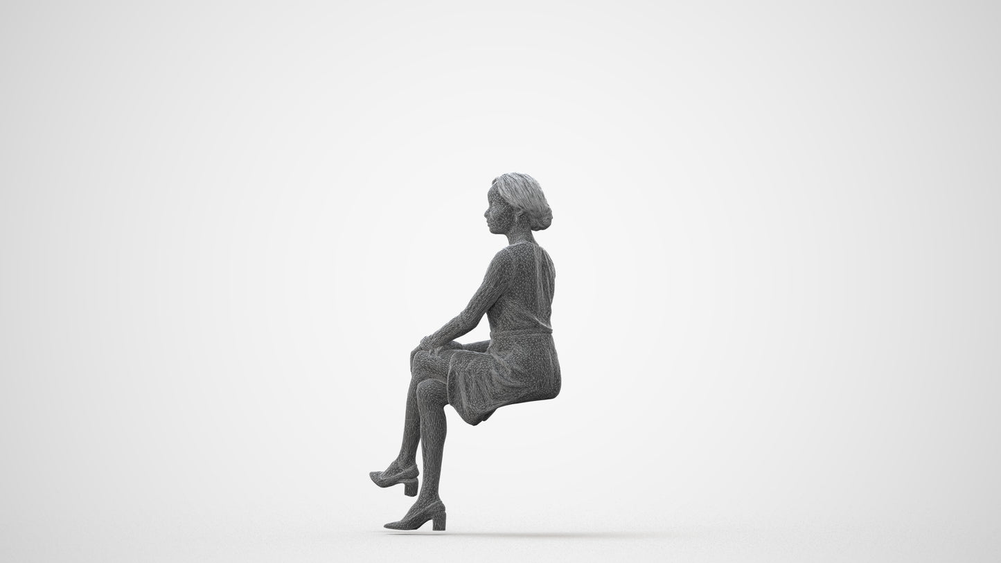3D people model woman casual sitting, scanned human for 3ds Max rendering, square thumbnail