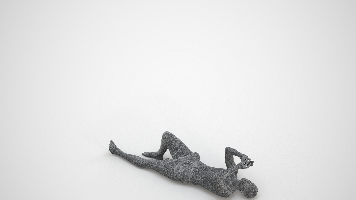 scanned 3D man pool, photogrammetry people for Enscape and V-Ray, wireframe three-quarter view