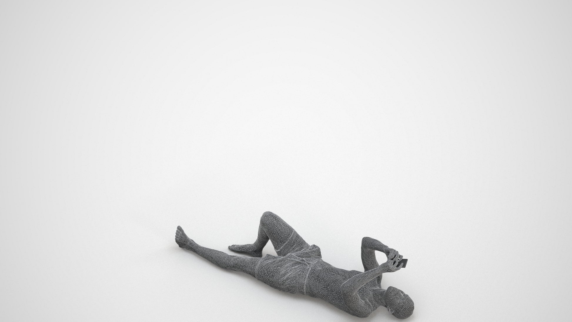 scanned 3D man pool, photogrammetry people for Enscape and V-Ray, wireframe three-quarter view