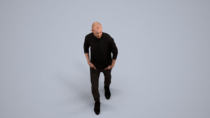 photogrammetry 3D man casual walking, realistic human model archviz FBX, back view render