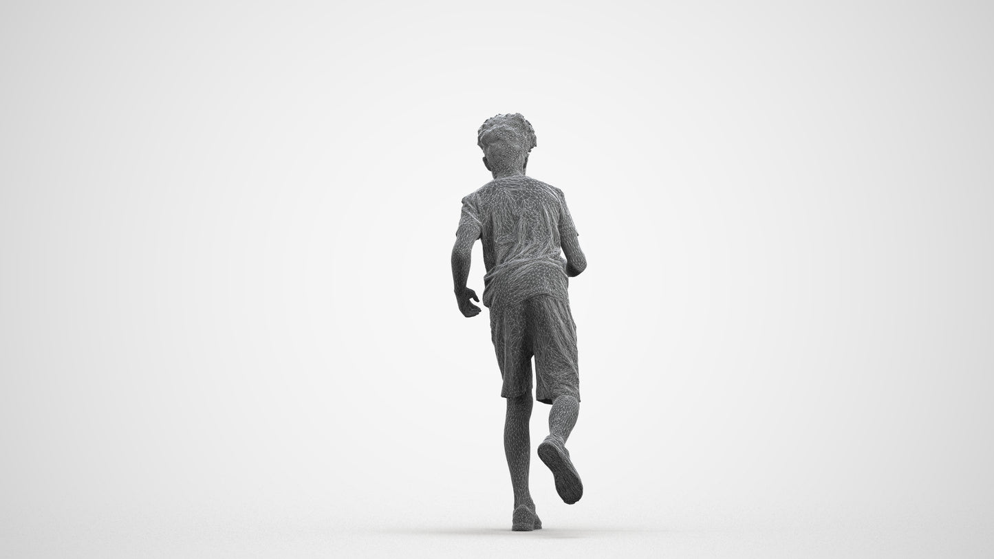 realistic 3D people boy casual kids, render-ready for V-Ray and Corona, FBX OBJ, wireframe front view