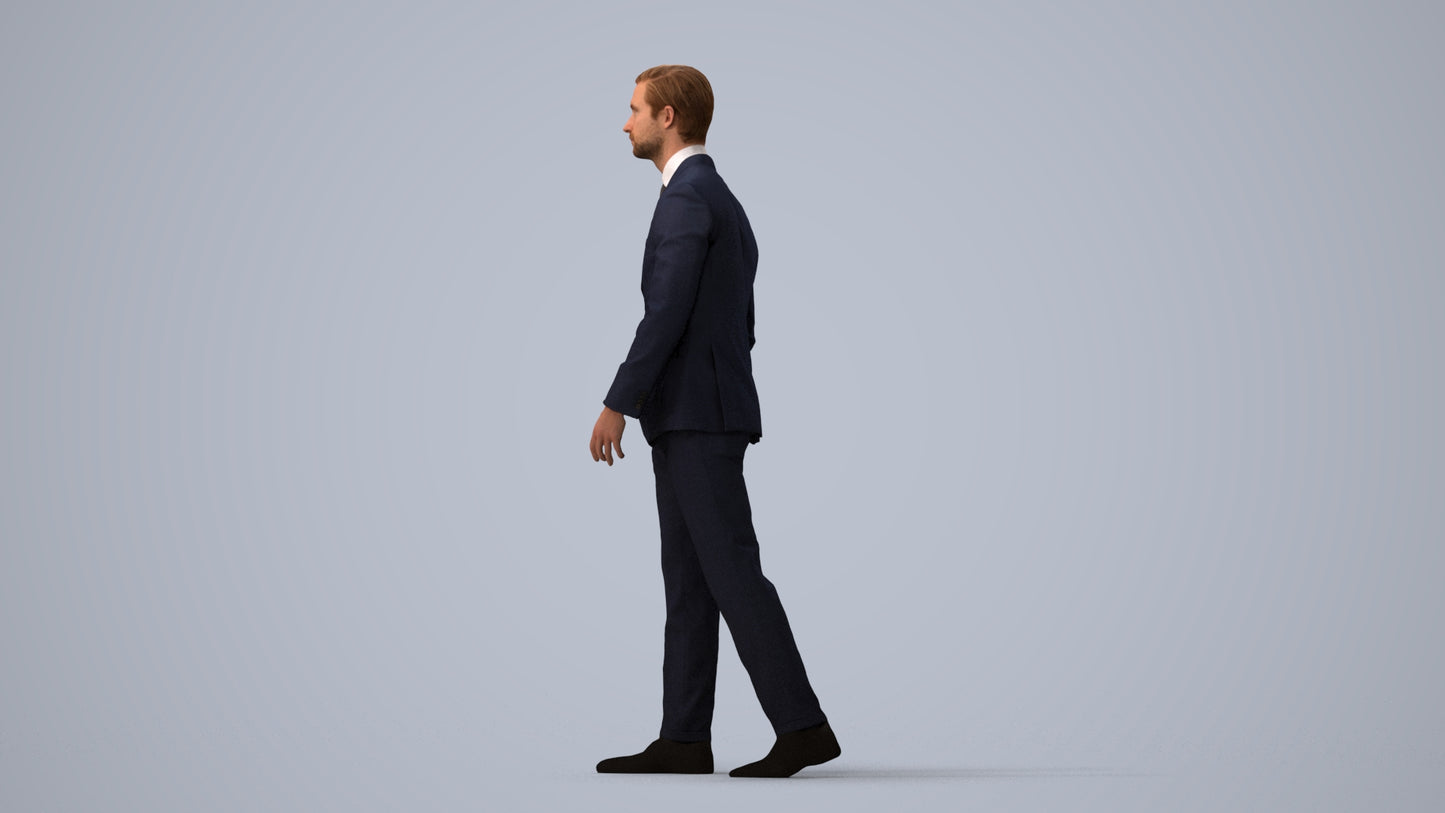 scanned 3D man business, photogrammetry people for Enscape and V-Ray, three-quarter view render