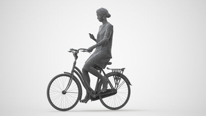 photogrammetry 3D woman casual cycling, realistic human model archviz FBX, square thumbnail