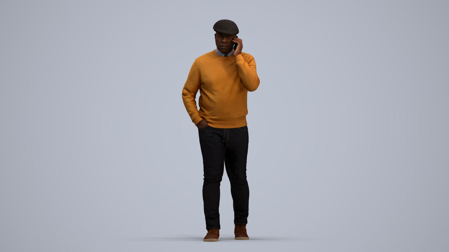 realistic 3D human man casual walking, archviz people FBX OBJ for Blender, standing pose render
