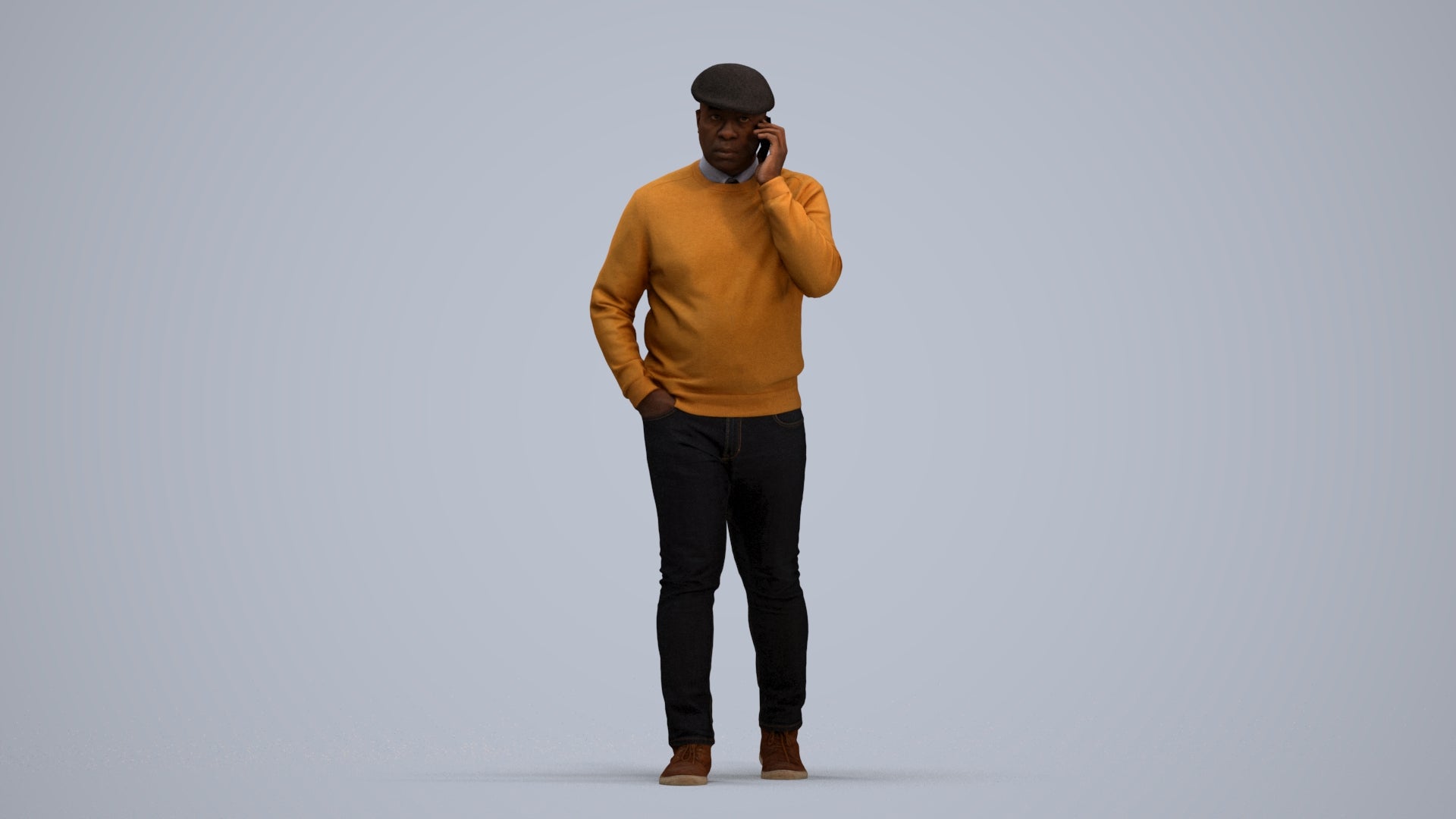 realistic 3D human man casual walking, archviz people FBX OBJ for Blender, standing pose render